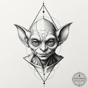 Goblin, tattoo drawing outline, dotwork tatto... - эскиз тату (№1751089200_0, 28.06.2025 05:40) — tattoo-photo.ru