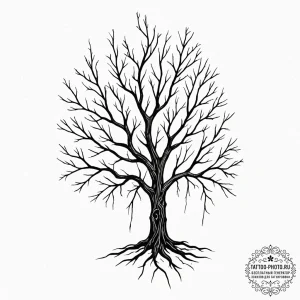 Tattoo sketch a single, powerful tree struck... - эскиз тату (№1751090450_0, 28.06.2025 06:00) — tattoo-photo.ru