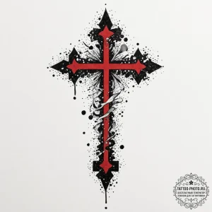 Cross, tattoo sketch design, trash polka tatt... - эскиз тату (№1751090634_0, 28.06.2025 06:03) — tattoo-photo.ru