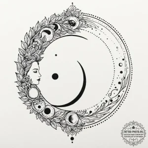 Tattoo design a moon phases sequence, with on... - эскиз тату (№1751091187_0, 28.06.2025 06:13) — tattoo-photo.ru