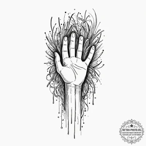 Tattoo design a human hand opening a curtain,... - эскиз тату (№1751092402_0, 28.06.2025 06:33) — tattoo-photo.ru