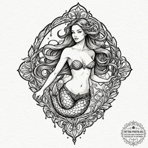 A neo-traditional tattoo of a beautiful, dang... - эскиз тату (№1751092935_0, 28.06.2025 06:42) — tattoo-photo.ru