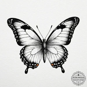 Tattoo design a butterfly with one wing made... - эскиз тату (№1751094240_0, 28.06.2025 07:04) — tattoo-photo.ru