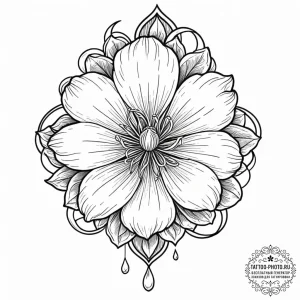 Tattoo design a flower with a single, perfect... - эскиз тату (№1751095376_0, 28.06.2025 07:22) — tattoo-photo.ru