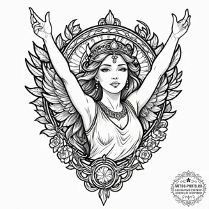 Tattoo sketch 'victory!' in a triumphant bann... - эскиз тату (№1751095674_0, 28.06.2025 07:27) — tattoo-photo.ru