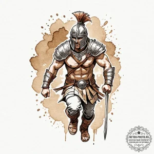 Gladiator, concept art for tattoo, watercolor... - эскиз тату (№1751096093_0, 28.06.2025 07:34) — tattoo-photo.ru