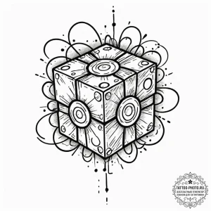Companion cube (from portal), concept art for... - эскиз тату (№1751097054_0, 28.06.2025 07:50) — tattoo-photo.ru