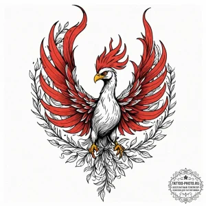 Tattoo sketch a phoenix that is also a tree,... - эскиз тату (№1751097344_0, 28.06.2025 07:55) — tattoo-photo.ru