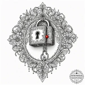 Lock and key (as a pair), ink illustration fo... - эскиз тату (№1751098006_0, 28.06.2025 08:06) — tattoo-photo.ru