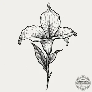 Tattoo sketch a single, elegant calla lily, s... - эскиз тату (№1751098113_0, 28.06.2025 08:08) — tattoo-photo.ru
