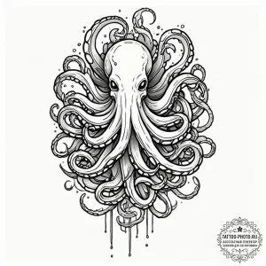 Kraken, tattoo sketch design, black and grey... - эскиз тату (№1751098921_0, 28.06.2025 08:22) — tattoo-photo.ru