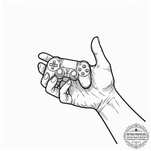 Tattoo sketch a gamer's hand blending into th... - эскиз тату (№1751099461_0, 28.06.2025 08:31) — tattoo-photo.ru