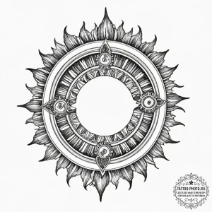 Tattoo sketch a hyper-realistic solar eclipse... - эскиз тату (№1751099680_0, 28.06.2025 08:34) — tattoo-photo.ru