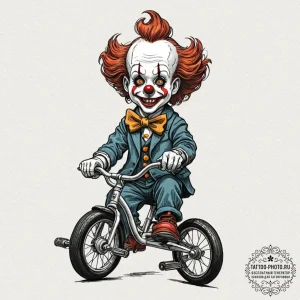 A neo-traditional tattoo of the creepy clown... - эскиз тату (№1751100921_0, 28.06.2025 08:55) — tattoo-photo.ru