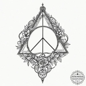 A beautiful linework tattoo of the deathly ha... - эскиз тату (№1751101033_0, 28.06.2025 08:57) — tattoo-photo.ru