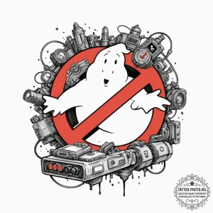 A ghostbusters ghost trap, tattoo sketch desi... - эскиз тату (№1751102732_0, 28.06.2025 09:25) — tattoo-photo.ru