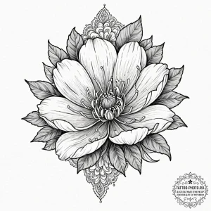 Tattoo sketch a blooming flower with subtle l... - эскиз тату (№1751102956_0, 28.06.2025 09:29) — tattoo-photo.ru