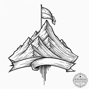 Tattoo sketch a triumphant flag waving on a d... - эскиз тату (№1751103141_0, 28.06.2025 09:32) — tattoo-photo.ru