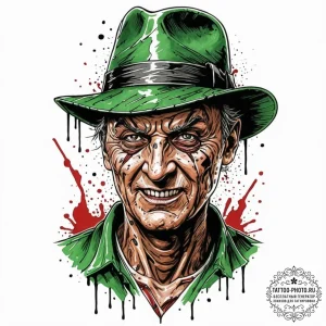 A trash polka portrait of freddy krueger, his... - эскиз тату (№1751103543_0, 28.06.2025 09:39) — tattoo-photo.ru