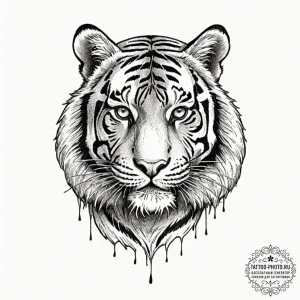 Tiger, tattoo sketch design, detailed cross-h... - эскиз тату (№1751103957_0, 28.06.2025 09:45) — tattoo-photo.ru