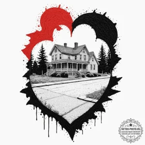 A sketch of norman bates' silhouette in front... - эскиз тату (№1751105075_0, 28.06.2025 10:04) — tattoo-photo.ru