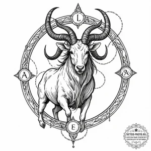 Tattoo design a zodiac animal emerging from o... - эскиз тату (№1751105627_0, 28.06.2025 10:13) — tattoo-photo.ru