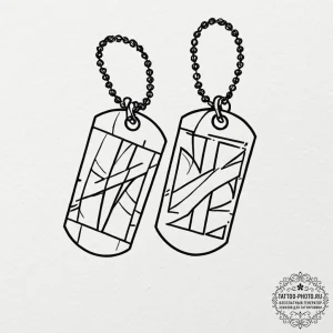 Tattoo sketch a pair of dog tags with a signi... - эскиз тату (№1751105940_0, 28.06.2025 10:19) — tattoo-photo.ru