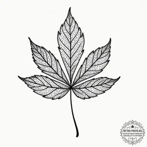 Tattoo design a single, delicate leaf with a... - эскиз тату (№1751107036_0, 28.06.2025 10:37) — tattoo-photo.ru