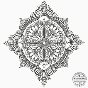 Tattoo design: a kolovrat with interwoven pat... - эскиз тату (№1751107266_0, 28.06.2025 10:41) — tattoo-photo.ru