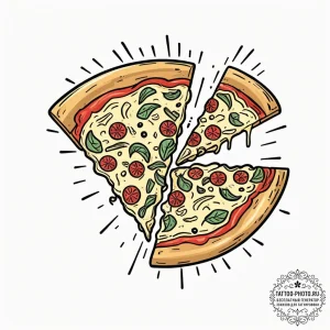 Tattoo design a 'pizza slice' on one, a 'pizz... - эскиз тату (№1751107832_0, 28.06.2025 10:50) — tattoo-photo.ru