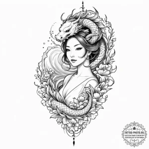 Tattoo design a woman's silhouette composed o... - эскиз тату (№1751108674_0, 28.06.2025 11:04) — tattoo-photo.ru