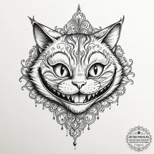 The cheshire cat's grin (is there, but can be... - эскиз тату (№1751109016_0, 28.06.2025 11:10) — tattoo-photo.ru