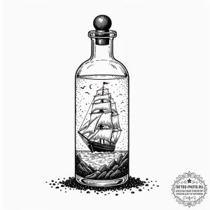Tattoo design a ship in a bottle, but the bot... - эскиз тату (№1751109133_0, 28.06.2025 11:12) — tattoo-photo.ru