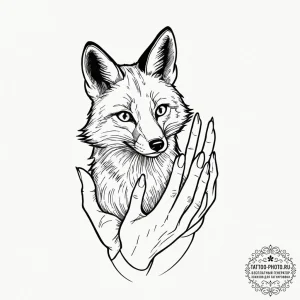 A linework tattoo of the fox force five hand... - эскиз тату (№1751109684_0, 28.06.2025 11:21) — tattoo-photo.ru