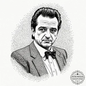 A sketch of the "funny how?" scene with joe p... - эскиз тату (№1751109990_0, 28.06.2025 11:26) — tattoo-photo.ru