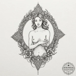 Selkie, tattoo sketch design, sepia tone sket... - эскиз тату (№1751110359_0, 28.06.2025 11:32) — tattoo-photo.ru