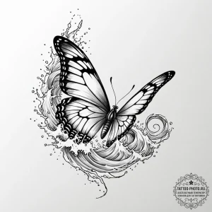 Tattoo sketch a butterfly with its wings made... - эскиз тату (№1751110910_0, 28.06.2025 11:41) — tattoo-photo.ru