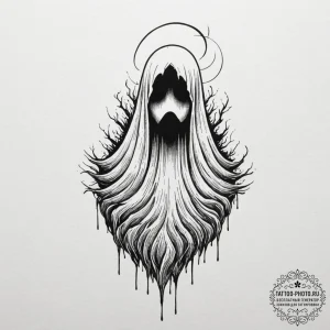 Tattoo design a ghostly specter emerging from... - эскиз тату (№1751111134_0, 28.06.2025 11:45) — tattoo-photo.ru