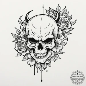 A tengu with a long nose, tattoo drawing outl... - эскиз тату (№1751115382_0, 28.06.2025 12:56) — tattoo-photo.ru