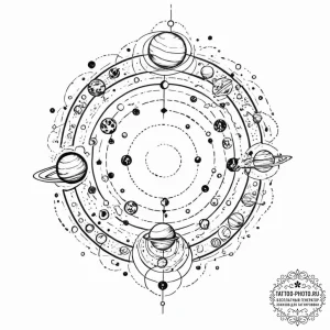Tattoo design the ruling planet's symbol inte... - эскиз тату (№1751117641_0, 28.06.2025 13:34) — tattoo-photo.ru