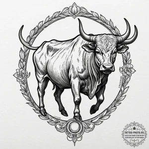 Tattoo design a taurus bull cartoonishly stub... - эскиз тату (№1751117981_0, 28.06.2025 13:39) — tattoo-photo.ru