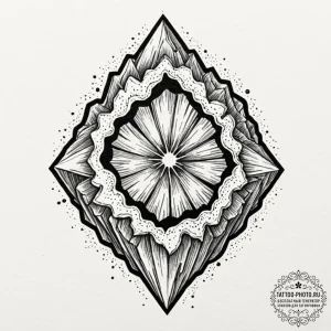 Geode, tattoo sketch design, on a clean white... - эскиз тату (№1751118278_0, 28.06.2025 13:44) — tattoo-photo.ru