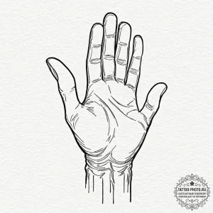 A linework tattoo of the white hand of saruma... - эскиз тату (№1751119062_0, 28.06.2025 13:57) — tattoo-photo.ru