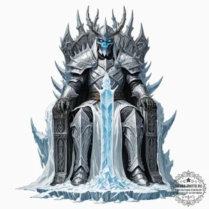 Lich king on a throne of ice and bone - эскиз тату (№1751119336_0, 28.06.2025 14:02) — tattoo-photo.ru
