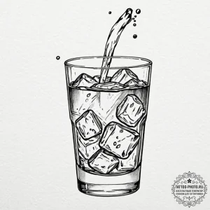 A shot of a glass of water, with a fizzing an... - эскиз тату (№1751119621_0, 28.06.2025 14:07) — tattoo-photo.ru
