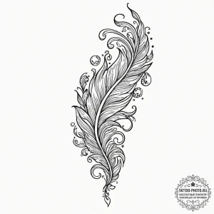 Tattoo design a single feather falling, symbo... - эскиз тату (№1751120175_0, 28.06.2025 14:16) — tattoo-photo.ru