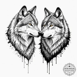 Tattoo sketch a wolf head (male) and a wolfes... - эскиз тату (№1751121715_0, 28.06.2025 14:41) — tattoo-photo.ru