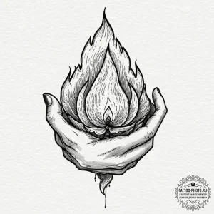 Tattoo sketch a hand protecting a flame, symb... - эскиз тату (№1751121984_0, 28.06.2025 14:46) — tattoo-photo.ru