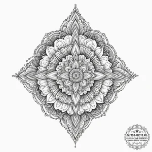 Tattoo design a complex, symmetrical pattern... - эскиз тату (№1751122585_0, 28.06.2025 14:56) — tattoo-photo.ru