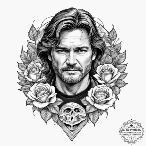A sketch of kurt russell as snake plissken fr... - эскиз тату (№1751123061_0, 28.06.2025 15:04) — tattoo-photo.ru